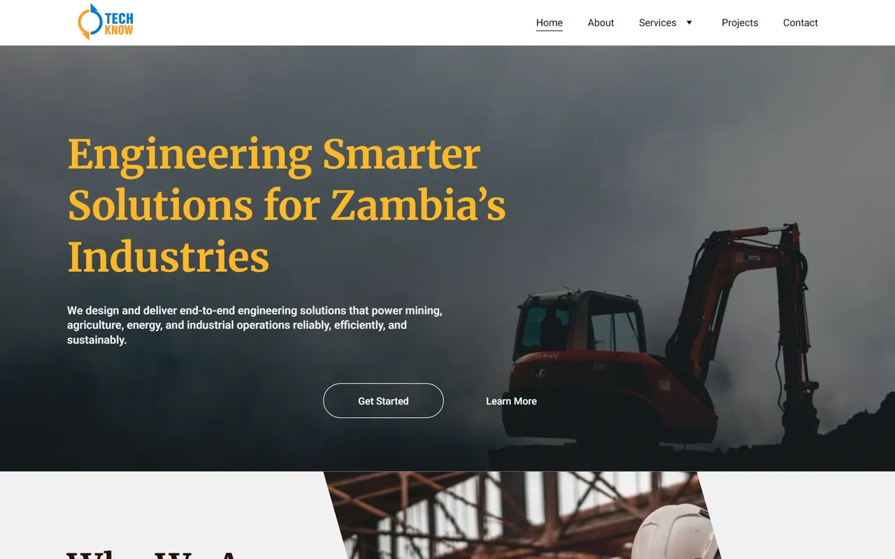 TechKnow website, home page